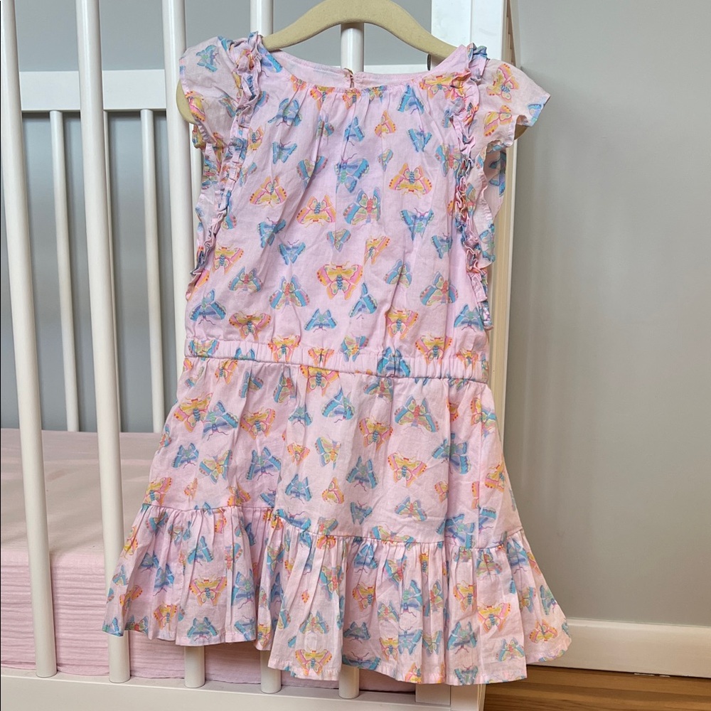 J. Crew Pink Butterfly Ruffle Sleeve Dress for Kids